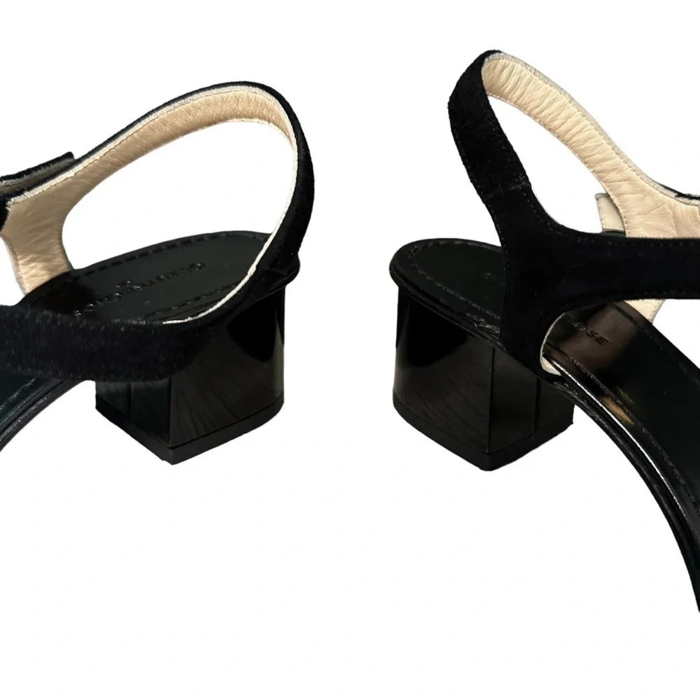 L’autre Chose | Black Open Toe Jeweled Block Heels Size 37